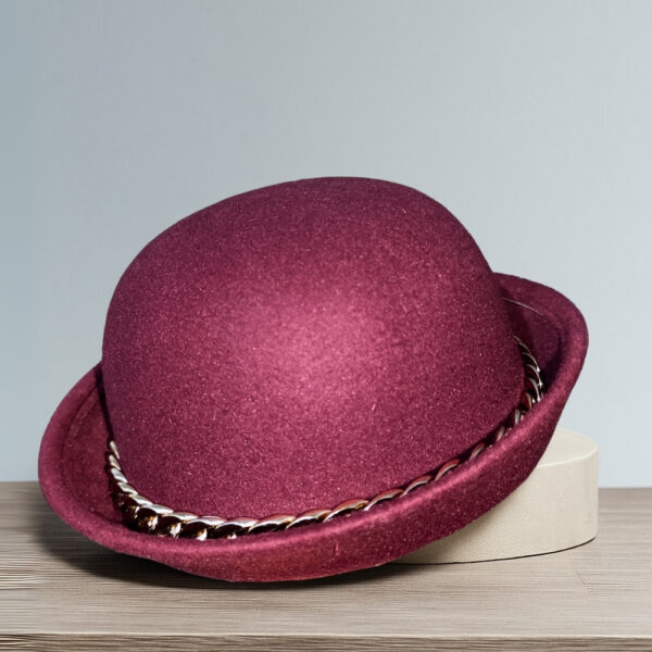Wool Felt Bowl Hat (With Chain) - Image 4
