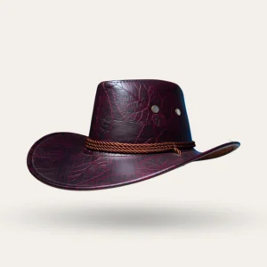 Leaf Design Leather Cowboy Hat (3 Colors)