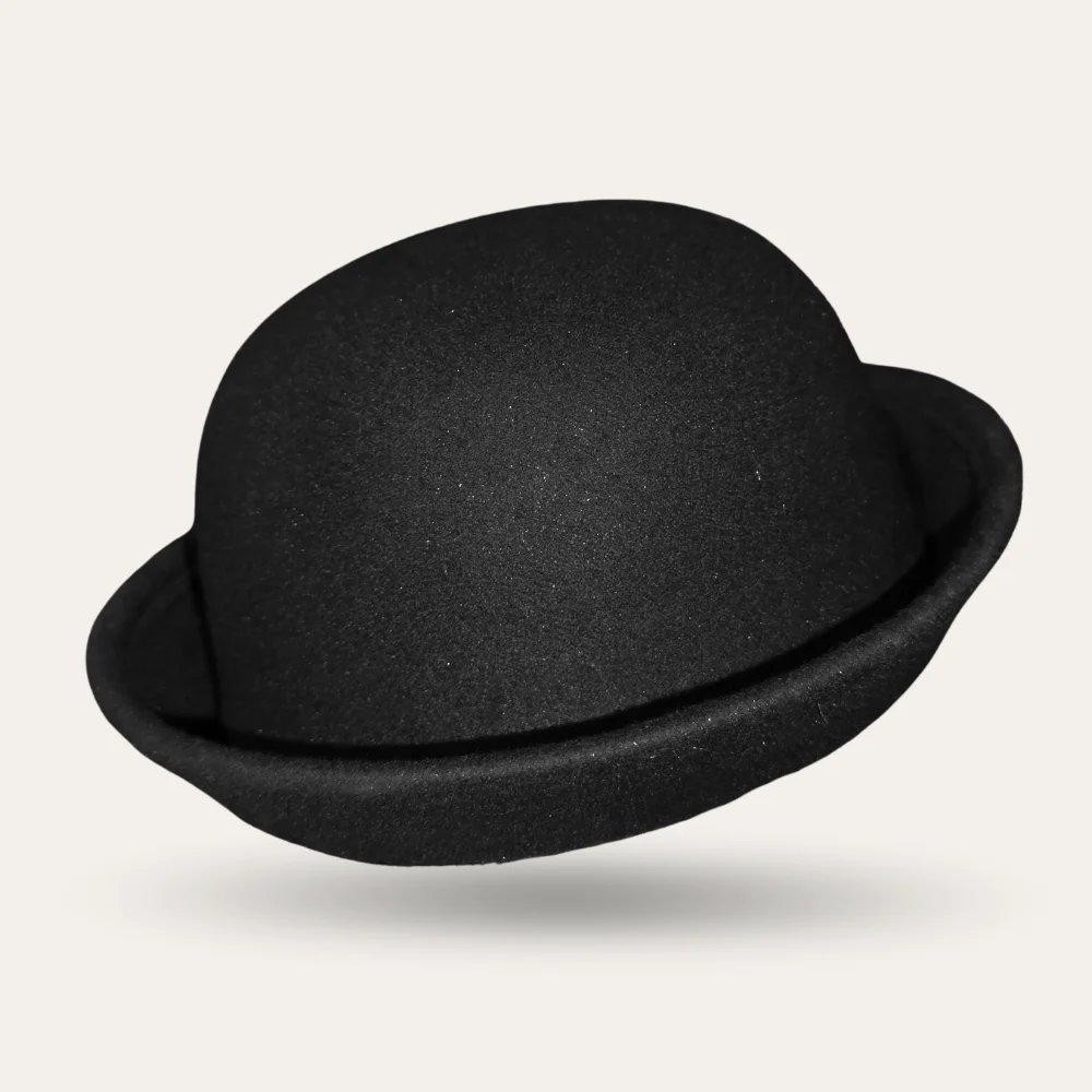 Wool Felt Bowl Hat (No Chain) - Black