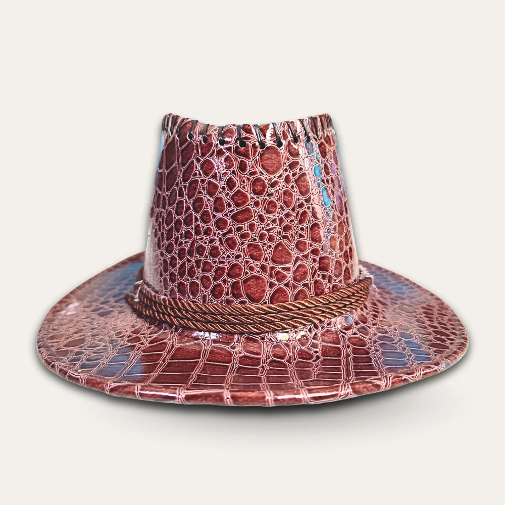 Crocodile Leather Cowboy Hat - Brown - Image 3