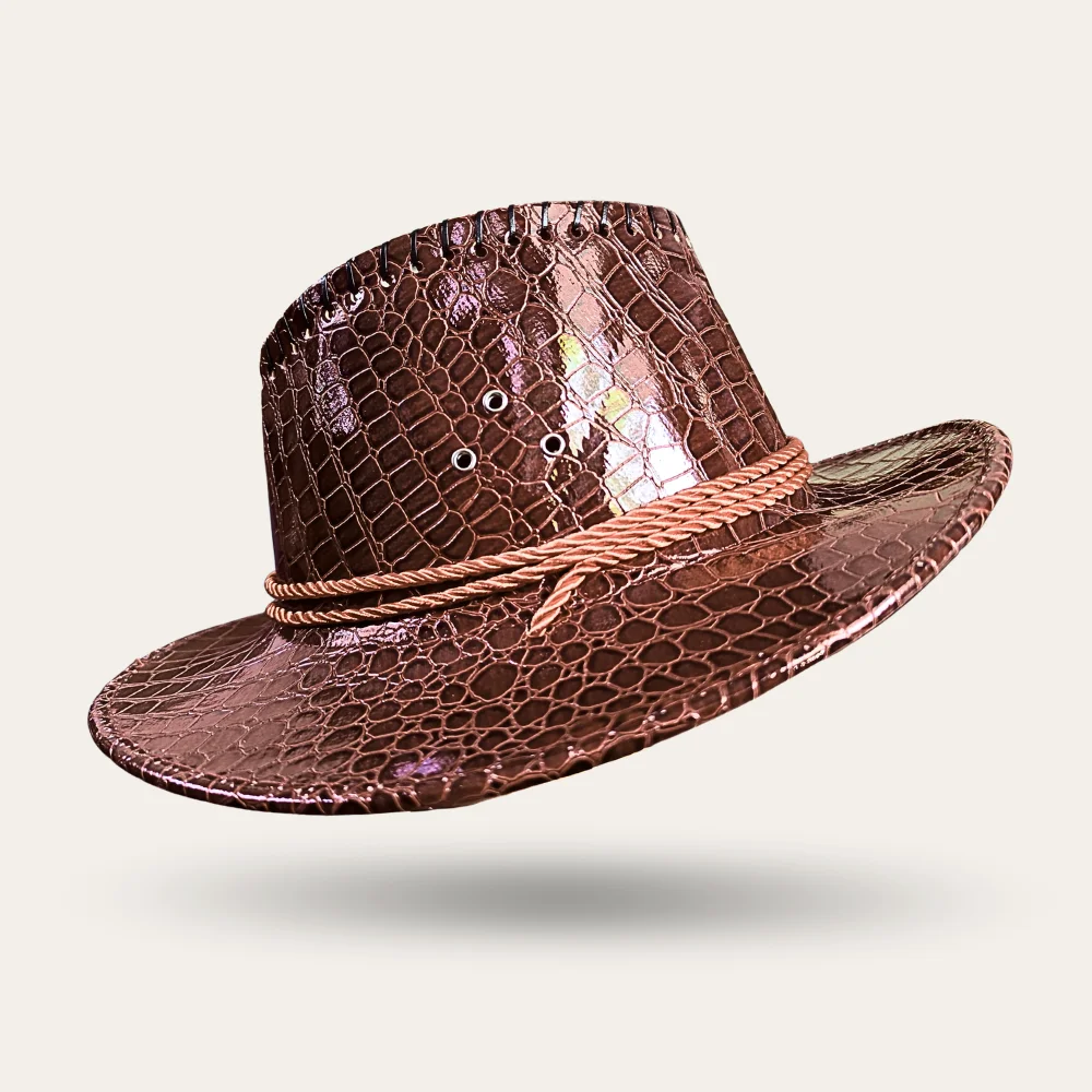 Crocodile Leather Cowboy Hat - Brown