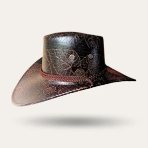 Leaf Design Leather Cowboy Hat (4 Colors)