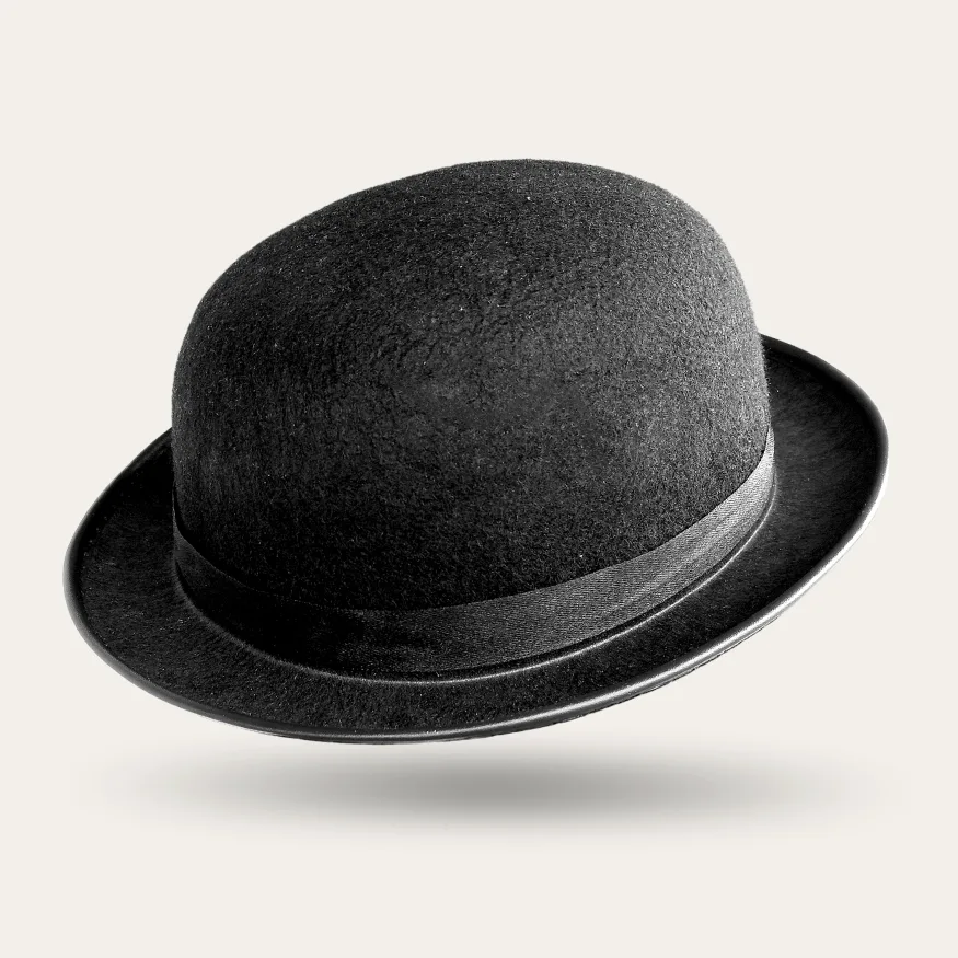 Hard Polyester Felt Bowler Hat - Black